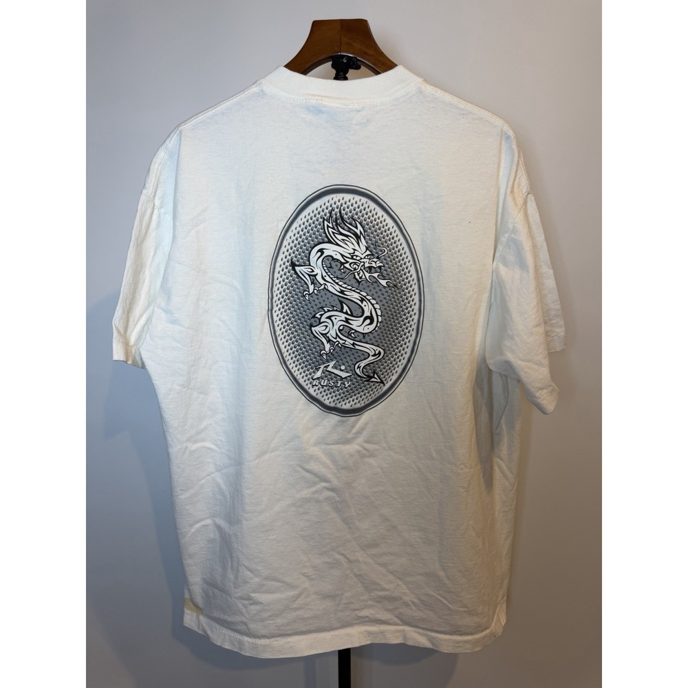 Vintage 90s Rusty Surf Skate Chinese Dragon Single Stitch T-Shirt Mens  XLarge
